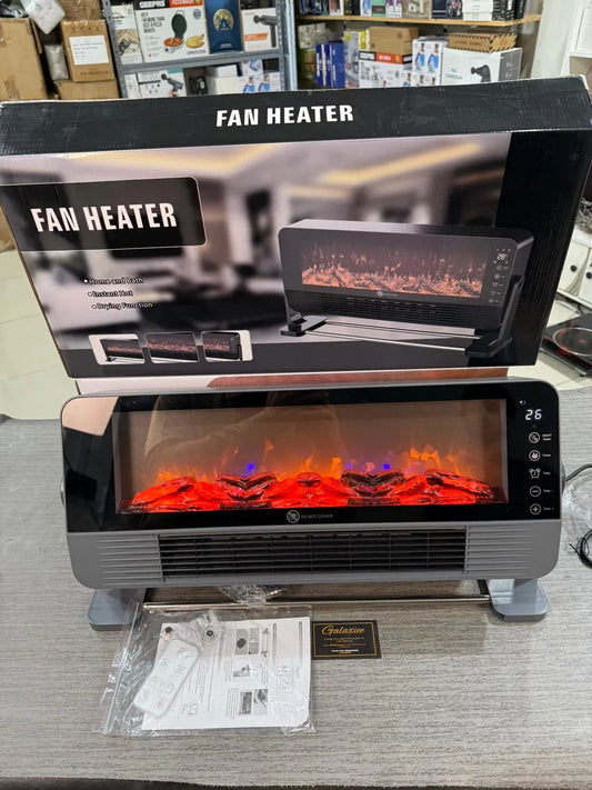 Electric Fireplace Fan Heater – LED Flame Effect | Remote Control | Fast Heating | Room & Office Heater