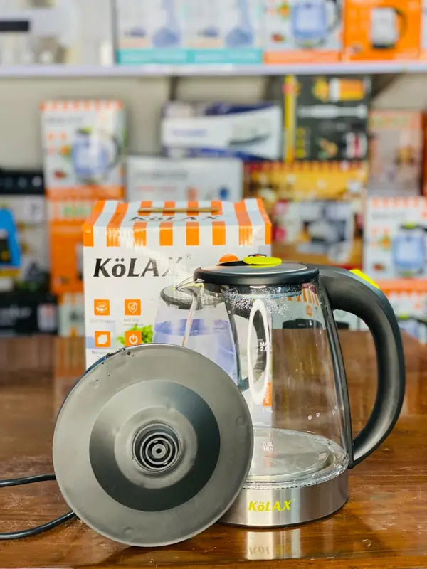 KÖLAX 2.0L Electric Kettle – Borosilicate Glass, Auto Shut-Off, 360° Rotation, 2200W Fast Boil