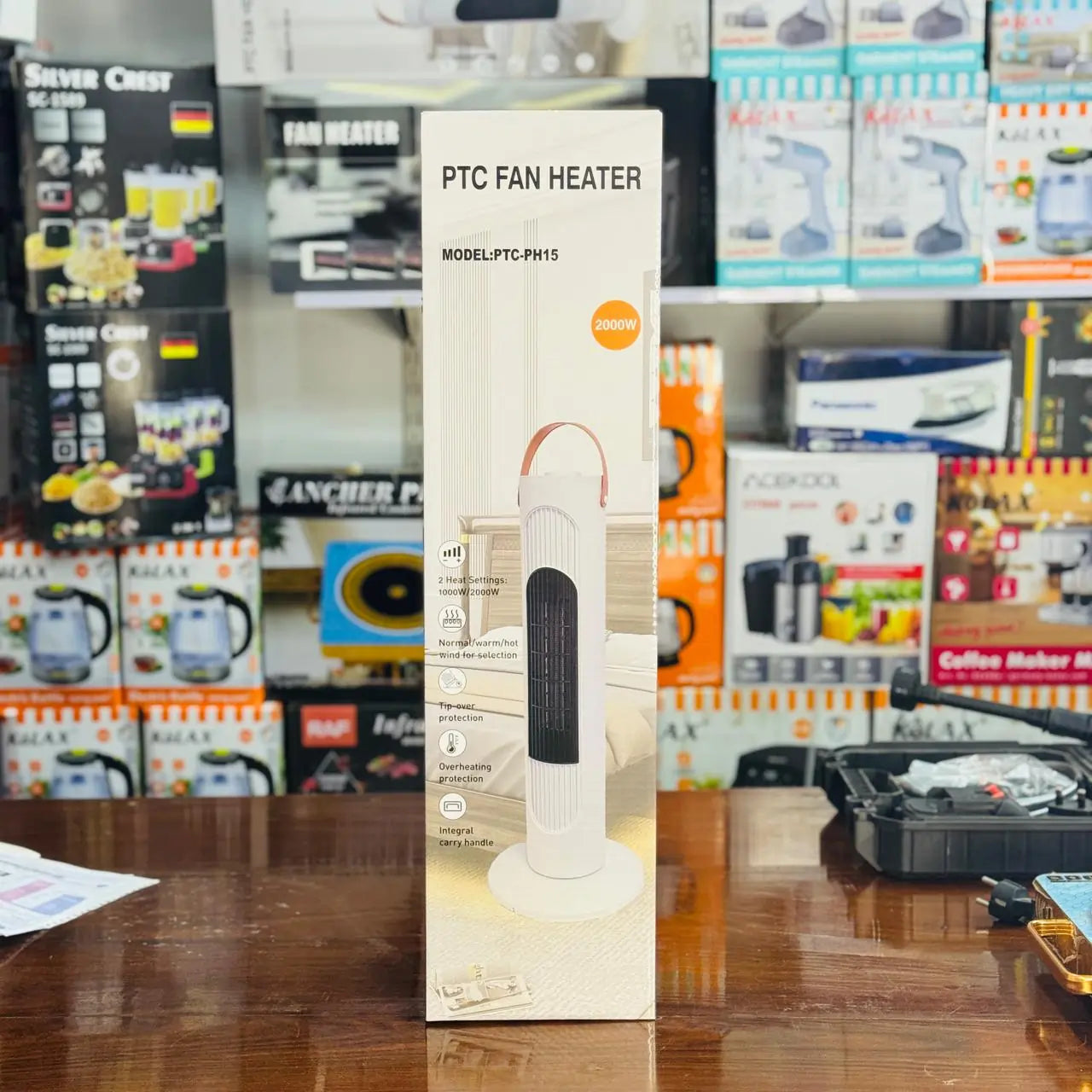 PTC Tower Fan Heater 2000W – Fast Heating Ceramic Electric Room Heater (Model PTC-PH15)