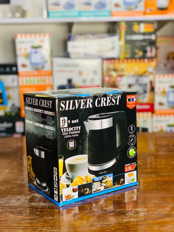 Silver Crest 2.0L Electric Kettle – 2000W Fast Boil, Stainless Steel Body (Model AZ-18)