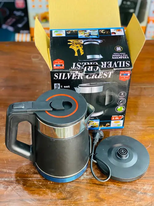 Silver Crest 2.0L Electric Kettle – 2000W Fast Boil, Stainless Steel Body (Model AZ-18)