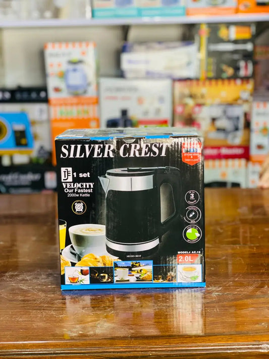 Silver Crest 2.0L Electric Kettle – 2000W Fast Boil, Stainless Steel Body (Model AZ-18)